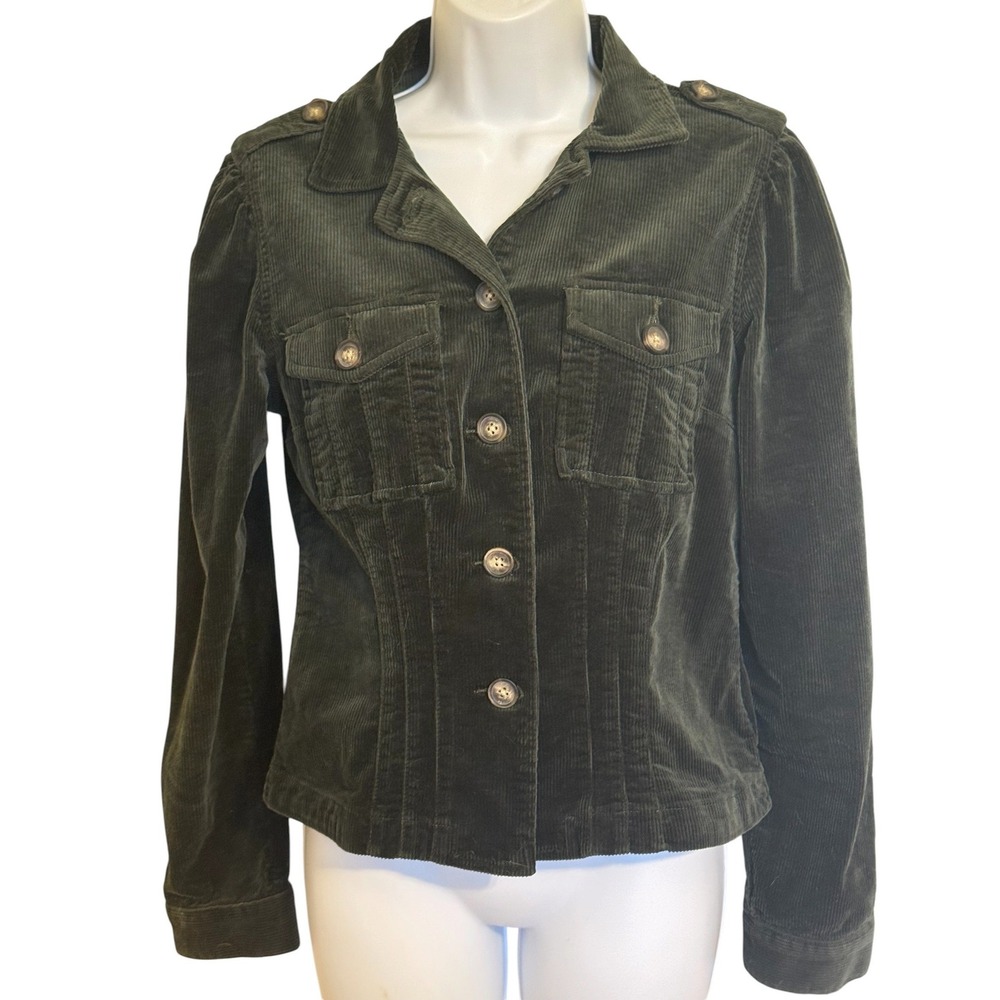 🆕 KUT FROM THE KLOTH Kyra Deep Olive Green Corduroy Utility Jacket NWOT Small - Picture 2 of 8